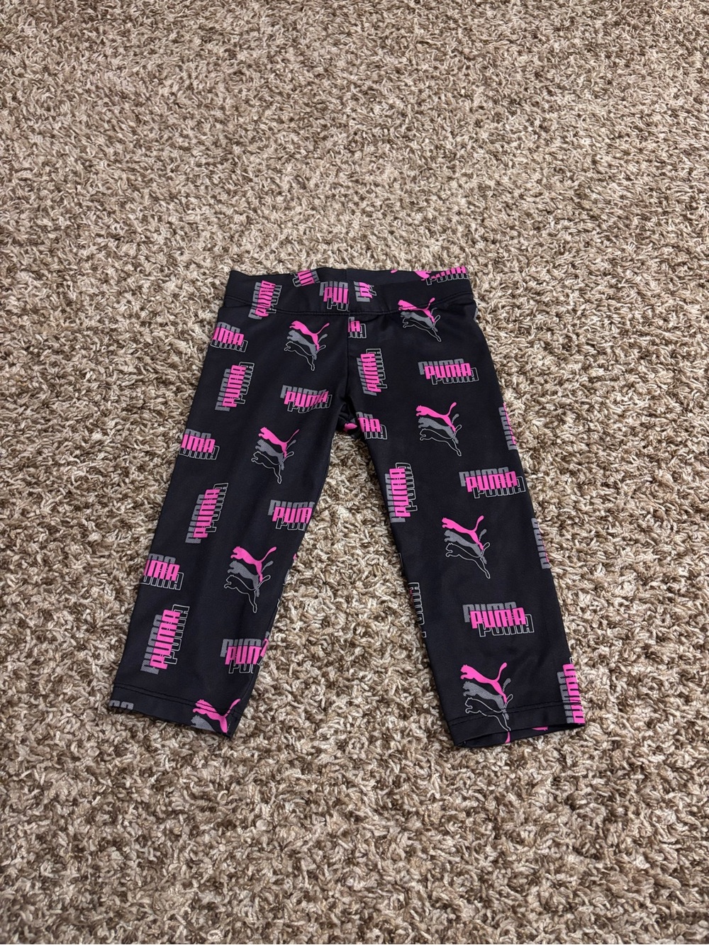 Puma Black Leggings with Pink Logo Print